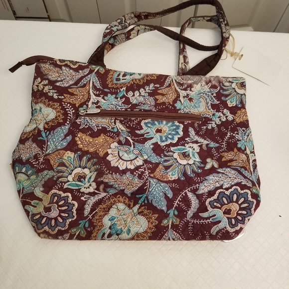 Belvah Purse Brown,blue Bow 16 X 12 See Photo 1 Spot Discoloration - Picture 6 of 8